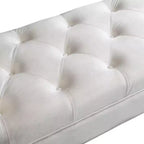Panca Whisen in fondo al letto, Pouf contenitore, Panca da ingresso in velluto trapuntato, braccioli arrotolati, 2 cuscini rimovibili, gambe in rovere massiccio, facile montaggio