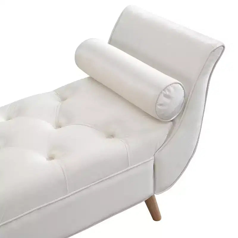 Panca Whisen in fondo al letto, Pouf contenitore, Panca da ingresso in velluto trapuntato, braccioli arrotolati, 2 cuscini rimovibili, gambe in rovere massiccio, facile montaggio