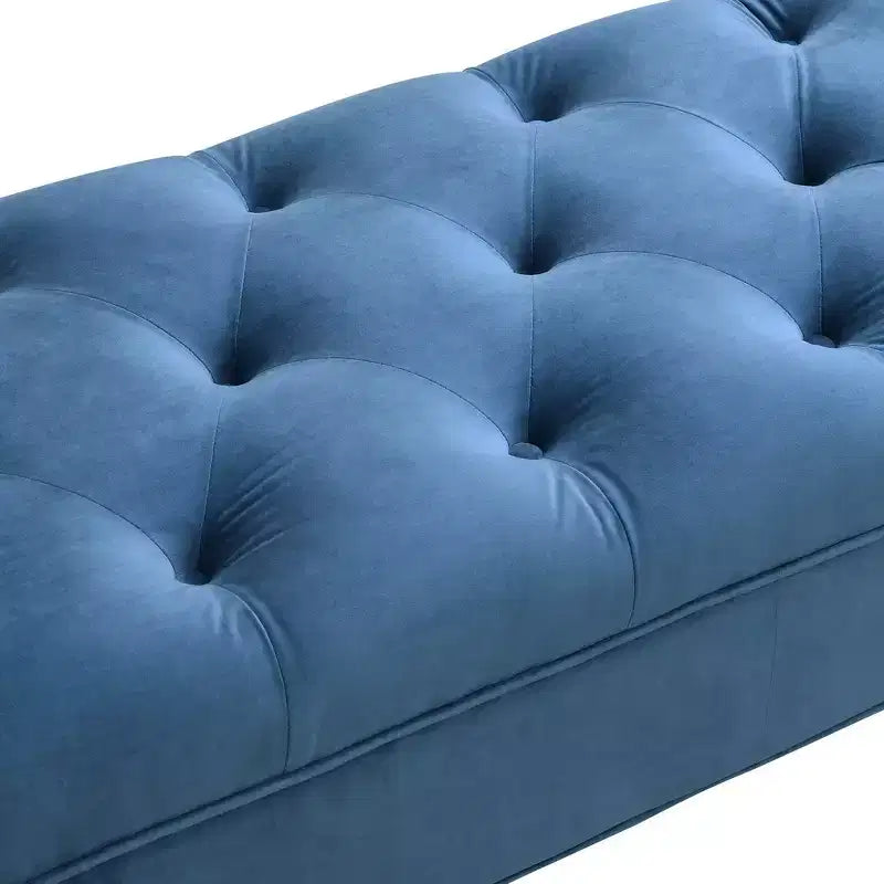 Panca Whisen in fondo al letto, Pouf contenitore, Panca da ingresso in velluto trapuntato, braccioli arrotolati, 2 cuscini rimovibili, gambe in rovere massiccio, facile montaggio