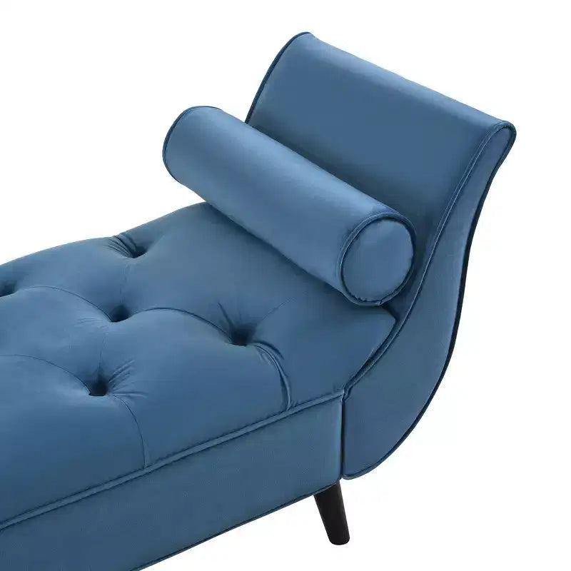 Panca Whisen in fondo al letto, Pouf contenitore, Panca da ingresso in velluto trapuntato, braccioli arrotolati, 2 cuscini rimovibili, gambe in rovere massiccio, facile montaggio