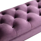 Panca Whisen in fondo al letto, Pouf contenitore, Panca da ingresso in velluto trapuntato, braccioli arrotolati, 2 cuscini rimovibili, gambe in rovere massiccio, facile montaggio