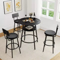 Zevemomo 4 Pieces 28.9 Round Bar Table Set with 3 Thickened Cushion Stools with Backrest for Small Space, Bistro, Black