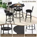 Zevemomo Set da 4 Pezzi Tavolo da Bar Rotondo da 73,4 cm con 3 Sgabelli Imbottiti Spessi con Schienale per Piccoli Spazi, Bistrò, Nero