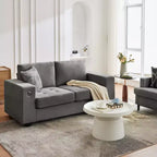 Divanetto Oversize Minimalista 71 - Divano Moderno 2 Posti in Ciniglia, Seduta Profonda, Braccioli Ampi, Tasche Portaoggetti Laterali, Fodera Cuscino Lavabile