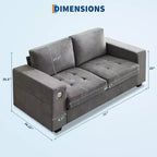 Divanetto Oversize Minimalista 71 - Divano Moderno 2 Posti in Ciniglia, Seduta Profonda, Braccioli Ampi, Tasche Portaoggetti Laterali, Fodera Cuscino Lavabile