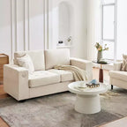 Divanetto Oversize Minimalista 71 - Divano Moderno 2 Posti in Ciniglia, Seduta Profonda, Braccioli Ampi, Tasche Portaoggetti Laterali, Fodera Cuscino Lavabile