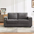 Divanetto Oversize Minimalista 71 - Divano Moderno 2 Posti in Ciniglia, Seduta Profonda, Braccioli Ampi, Tasche Portaoggetti Laterali, Fodera Cuscino Lavabile