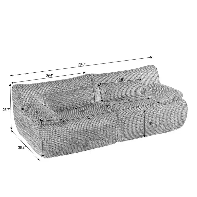 GDFStudio Ellington Moderno Divanetto Senza Ossa Imbottito in Velluto a Coste da 78 Pollici