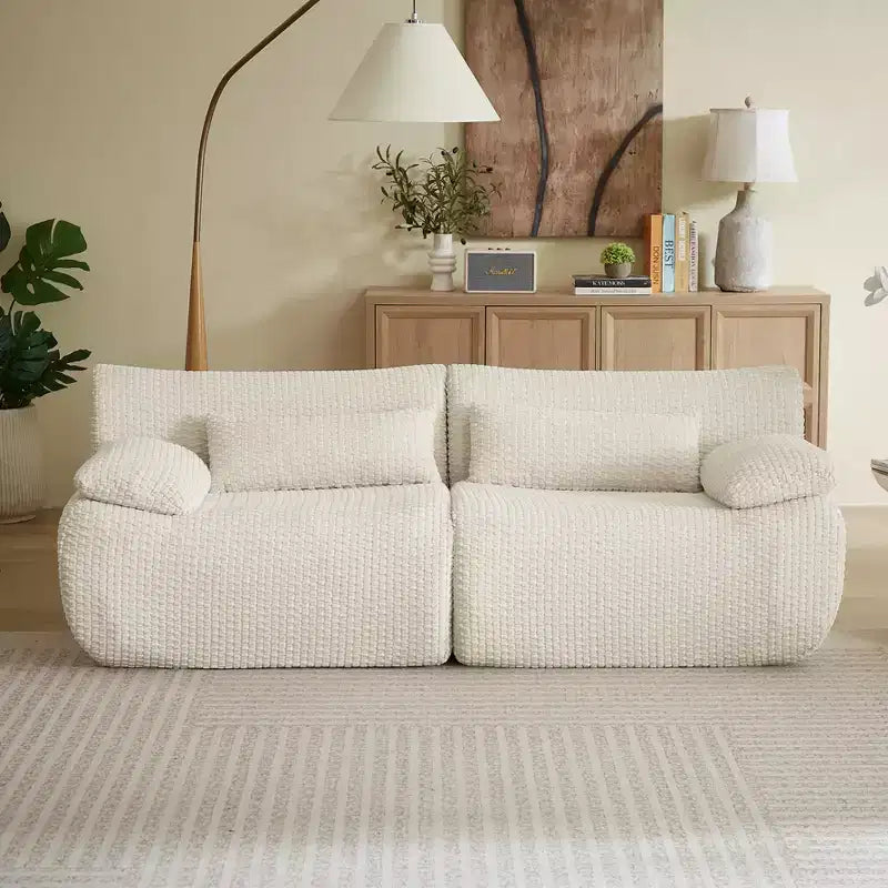 GDFStudio Ellington Moderno Divanetto Senza Ossa Imbottito in Velluto a Coste da 78 Pollici