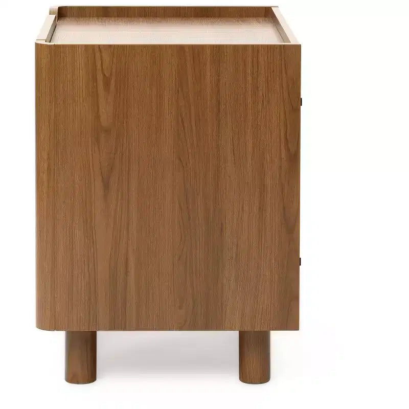 LuxenHome 21.6 Comodino Marrone con 2 Cassetti, Comodino Moderno di Metà Secolo per Camera da Letto, Tavolino da Comodino in Legno per Soggiorno