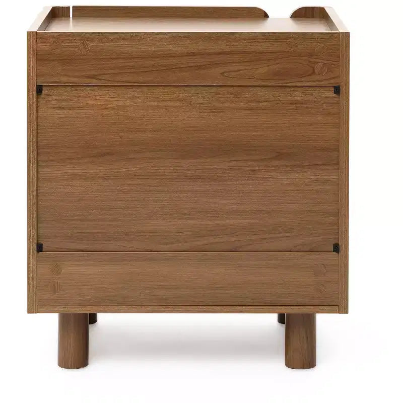 LuxenHome 21.6 Comodino Marrone con 2 Cassetti, Comodino Moderno di Metà Secolo per Camera da Letto, Tavolino da Comodino in Legno per Soggiorno