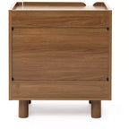 LuxenHome 21.6 Comodino Marrone con 2 Cassetti, Comodino Moderno di Metà Secolo per Camera da Letto, Tavolino da Comodino in Legno per Soggiorno