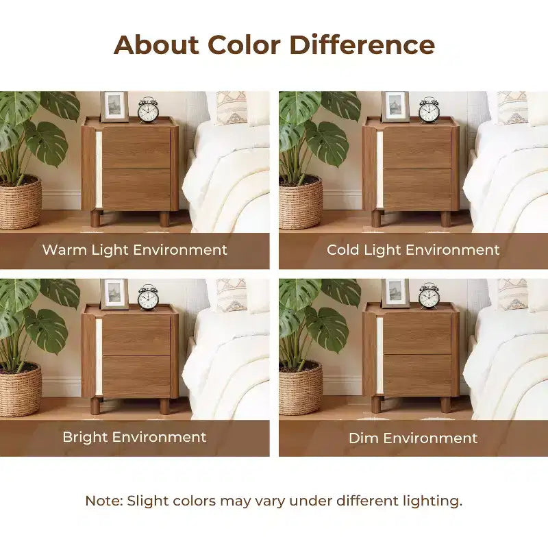 LuxenHome 21.6 Comodino Marrone con 2 Cassetti, Comodino Moderno di Metà Secolo per Camera da Letto, Tavolino da Comodino in Legno per Soggiorno