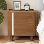 LuxenHome 21.6 Comodino Marrone con 2 Cassetti, Comodino Moderno di Metà Secolo per Camera da Letto, Tavolino da Comodino in Legno per Soggiorno