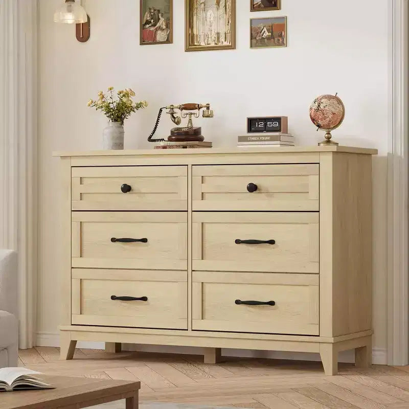 6 Dresser, 47 in Wide Drawer Dresser, Freestanding Wooden Drawer, Large Storage, for Bedroom, Living Room