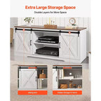 VEVOR Set di 4 Tavoli da Caffè Stile Fattoria, Tavolo da Caffè da 101,6 cm con 2 Tavolini Laterali e Porta TV da 167,6 cm, Bianco e Marrone