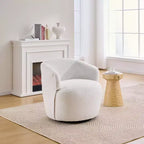Poltrona girevole da salotto GDFStudio Almeda rivestita in tessuto Teddy con schienale ergonomico
