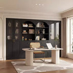 Dispensa a combinazione Besiost con ante, set di 2 librerie con ante e ripiani in vetro