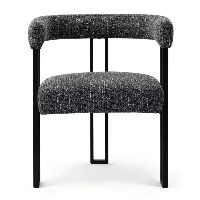 Set di 4 moderne sedie da pranzo imbottite con braccioli e schienale curvo, sedie da cucina e sala da pranzo con gambe in metallo nero-Panipeachy