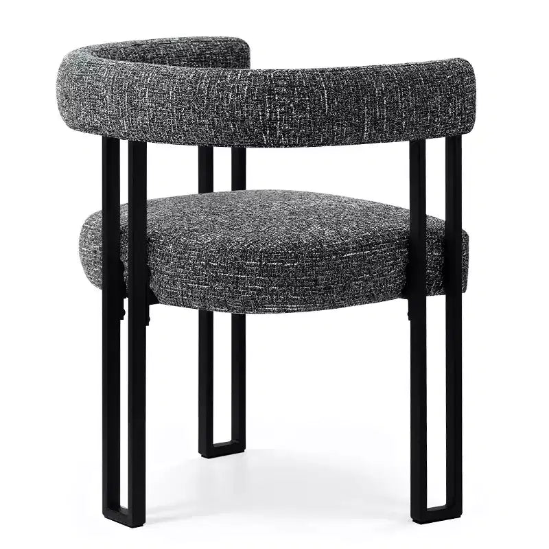 Set di 4 moderne sedie da pranzo imbottite con braccioli e schienale curvo, sedie da cucina e sala da pranzo con gambe in metallo nero-Panipeachy