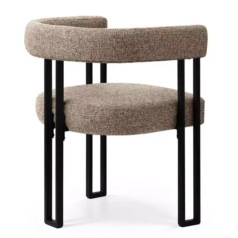 Set di 4 moderne sedie da pranzo imbottite con braccioli e schienale curvo, sedie da cucina e sala da pranzo con gambe in metallo nero-Panipeachy