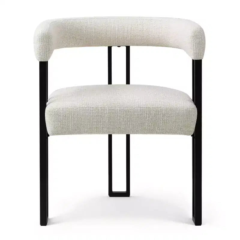 Set di 4 moderne sedie da pranzo imbottite con braccioli e schienale curvo, sedie da cucina e sala da pranzo con gambe in metallo nero-Panipeachy