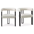 Set of 4 Modern Upholstered Dining Chairs with Armrests and Curved Backrest, Kitchen & Dining Room Chairs with Black Metal Legs-Panipeachy