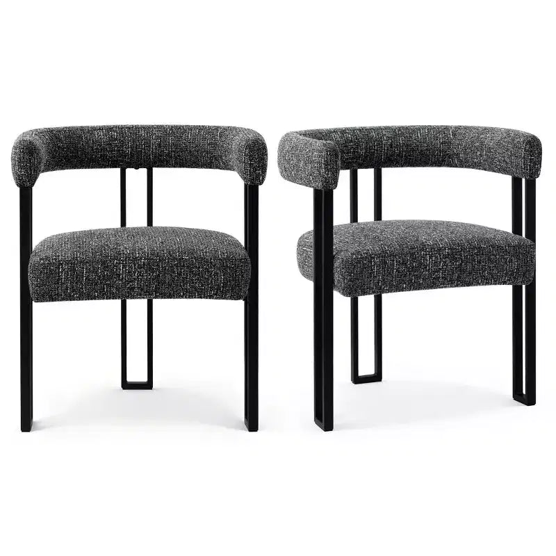 Set di 4 moderne sedie da pranzo imbottite con braccioli e schienale curvo, sedie da cucina e sala da pranzo con gambe in metallo nero-Panipeachy