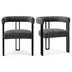 Set di 4 moderne sedie da pranzo imbottite con braccioli e schienale curvo, sedie da cucina e sala da pranzo con gambe in metallo nero-Panipeachy