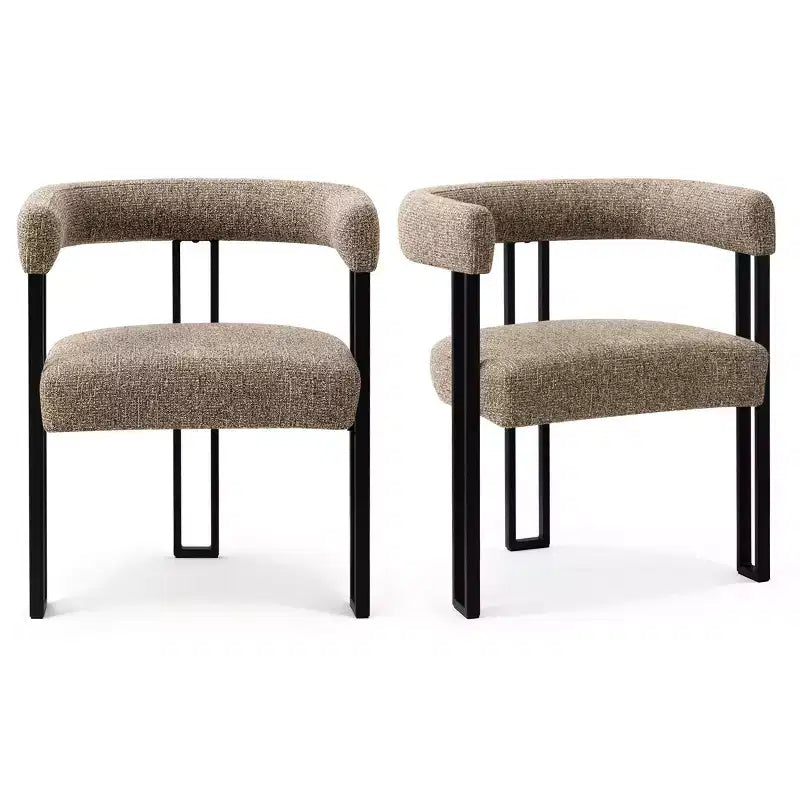 Set di 4 moderne sedie da pranzo imbottite con braccioli e schienale curvo, sedie da cucina e sala da pranzo con gambe in metallo nero-Panipeachy