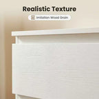 Comò bianco a 6 cassetti, comò moderno per camera da letto con piano spazioso, mobile in legno con maniglie a scomparsa e 6 cassetti profondi per camera da letto