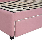 Luxystar Letto a giorno moderno in lino imbottito Full Size con letto estraibile