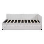 Luxystar Letto a giorno moderno in lino imbottito Full Size con letto estraibile