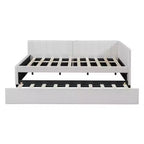 Luxystar Letto a giorno moderno in lino imbottito Full Size con letto estraibile