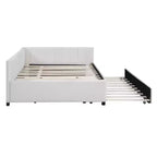 Luxystar Letto a giorno moderno in lino imbottito Full Size con letto estraibile