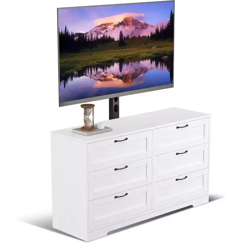 Mobile TV moderno con supporto regolabile, cassettiera a 6 cassetti - Grande tavolo consolle multimediale in MDF per TV da 32-80 pollici - Mobile per l'intrattenimento del soggiorno