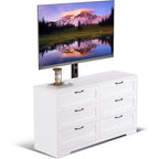 Mobile TV moderno con supporto regolabile, cassettiera a 6 cassetti - Grande tavolo consolle multimediale in MDF per TV da 32-80 pollici - Mobile per l'intrattenimento del soggiorno