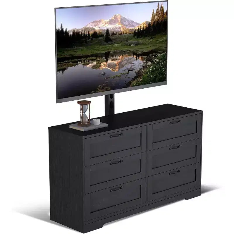 Mobile TV moderno con supporto regolabile, cassettiera a 6 cassetti - Grande tavolo consolle multimediale in MDF per TV da 32-80 pollici - Mobile per l'intrattenimento del soggiorno