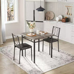 COZONY Set da 3 Pezzi per Sala da Pranzo per 2 Persone, Tavolo da Cucina Salvaspazio con 2 Sedie Imbottite, Set Tavolo in Legno Stile Rustico per Appartamento, Angolo Colazione