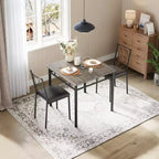 COZONY Set da 3 Pezzi per Sala da Pranzo per 2 Persone, Tavolo da Cucina Salvaspazio con 2 Sedie Imbottite, Set Tavolo in Legno Stile Rustico per Appartamento, Angolo Colazione