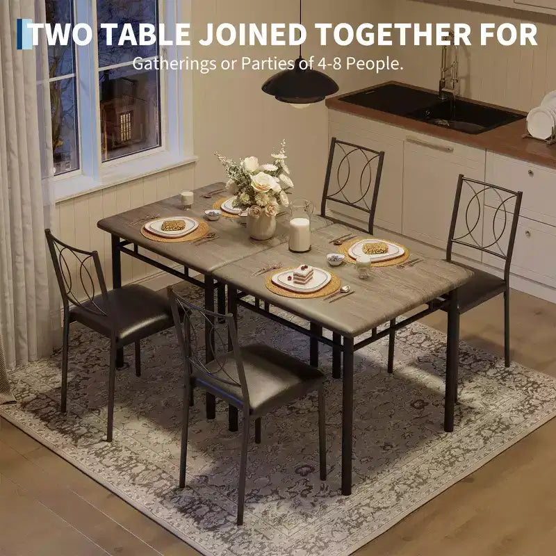 COZONY Set da 3 Pezzi per Sala da Pranzo per 2 Persone, Tavolo da Cucina Salvaspazio con 2 Sedie Imbottite, Set Tavolo in Legno Stile Rustico per Appartamento, Angolo Colazione