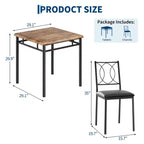 COZONY Set da 3 Pezzi per Sala da Pranzo per 2 Persone, Tavolo da Cucina Salvaspazio con 2 Sedie Imbottite, Set Tavolo in Legno Stile Rustico per Appartamento, Angolo Colazione