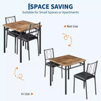 COZONY Set da 3 Pezzi per Sala da Pranzo per 2 Persone, Tavolo da Cucina Salvaspazio con 2 Sedie Imbottite, Set Tavolo in Legno Stile Rustico per Appartamento, Angolo Colazione