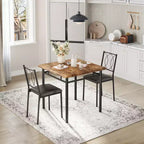 COZONY Set da 3 Pezzi per Sala da Pranzo per 2 Persone, Tavolo da Cucina Salvaspazio con 2 Sedie Imbottite, Set Tavolo in Legno Stile Rustico per Appartamento, Angolo Colazione