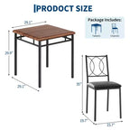 COZONY Set da 3 Pezzi per Sala da Pranzo per 2 Persone, Tavolo da Cucina Salvaspazio con 2 Sedie Imbottite, Set Tavolo in Legno Stile Rustico per Appartamento, Angolo Colazione