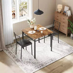 COZONY Set da 3 Pezzi per Sala da Pranzo per 2 Persone, Tavolo da Cucina Salvaspazio con 2 Sedie Imbottite, Set Tavolo in Legno Stile Rustico per Appartamento, Angolo Colazione