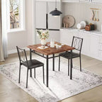 COZONY Set da 3 Pezzi per Sala da Pranzo per 2 Persone, Tavolo da Cucina Salvaspazio con 2 Sedie Imbottite, Set Tavolo in Legno Stile Rustico per Appartamento, Angolo Colazione