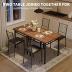 COZONY Set da 3 Pezzi per Sala da Pranzo per 2 Persone, Tavolo da Cucina Salvaspazio con 2 Sedie Imbottite, Set Tavolo in Legno Stile Rustico per Appartamento, Angolo Colazione