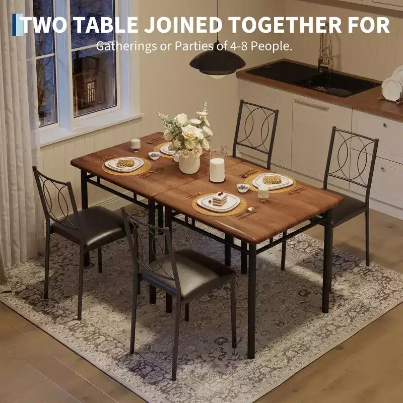 COZONY Set da 3 Pezzi per Sala da Pranzo per 2 Persone, Tavolo da Cucina Salvaspazio con 2 Sedie Imbottite, Set Tavolo in Legno Stile Rustico per Appartamento, Angolo Colazione