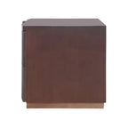 Whisen Comodino Moderno, Tavolino da Notte, Tavolino con Pannello Scanalato, Legno ad Alta Densità, 2 Cassetti, Maniglia Dorata, Guide Silenziose, Antiribaltamento